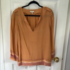 Orange V-Neck Women's Top